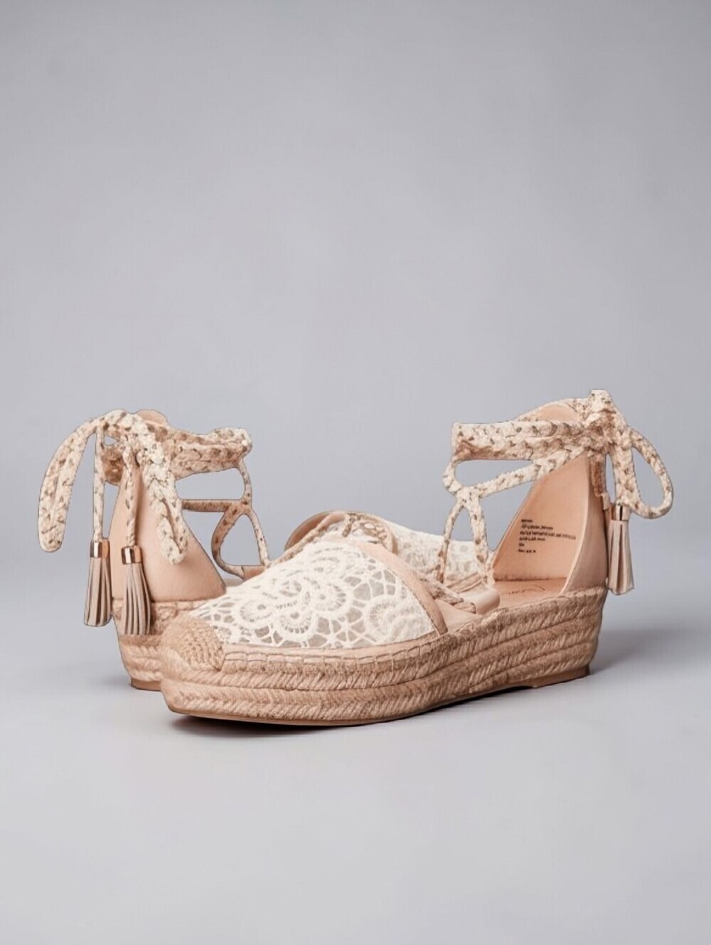 Nanette Lepore Women's Bitsy 1 Espadrille Wedge Sandal Cottagecore Lace